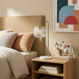 Haven Clear Glass Table Lamp, Gold Brush Metal and Marble Base, Button Control from Ashcroft Furniture - Luna Furniture