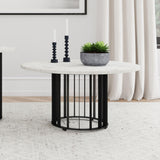 Haven Black and White Round Genuine Marble Top Coffee Table from Coaster - Luna Furniture