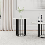 Haven Black and White Round Genuine Marble Top End Side Table from Coaster - Luna Furniture