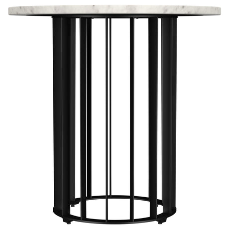 Haven Black and White Round Genuine Marble Top End Side Table from Coaster - Luna Furniture