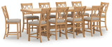 Havonplane Counter Height Dining Table and 10 Barstools in Brown from Ashley - Luna Furniture