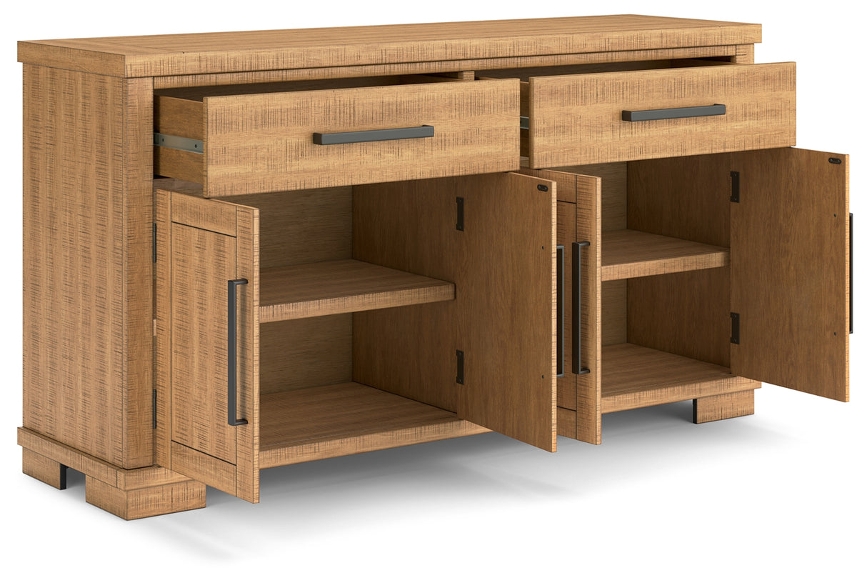 Havonplane Counter Height Dining Table and 8 Barstools with Storage in Brown from Ashley - Luna Furniture