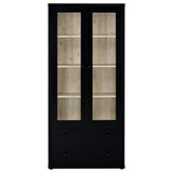 Hawthorne Black 4-Shelf Glass Door Tall Cabinet with Drawers from Coaster - Luna Furniture