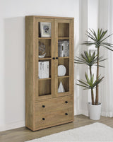 Hawthorne Mango 4-Shelf Glass Door Tall Cabinet with Drawers from Coaster - Luna Furniture