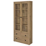 Hawthorne Mango 4-Shelf Glass Door Tall Cabinet with Drawers from Coaster - Luna Furniture