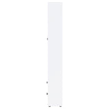 Hawthorne White 4-Shelf Glass Door Tall Cabinet with Drawers from Coaster - Luna Furniture