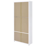 Hawthorne White 4-Shelf Glass Door Tall Cabinet with Drawers from Coaster - Luna Furniture