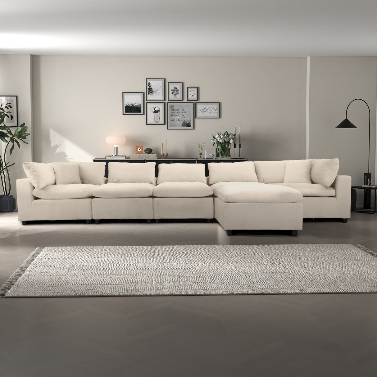 Hayward Ivory Velvet Modular Sectional Sofa from Ashcroft Furniture - Luna Furniture