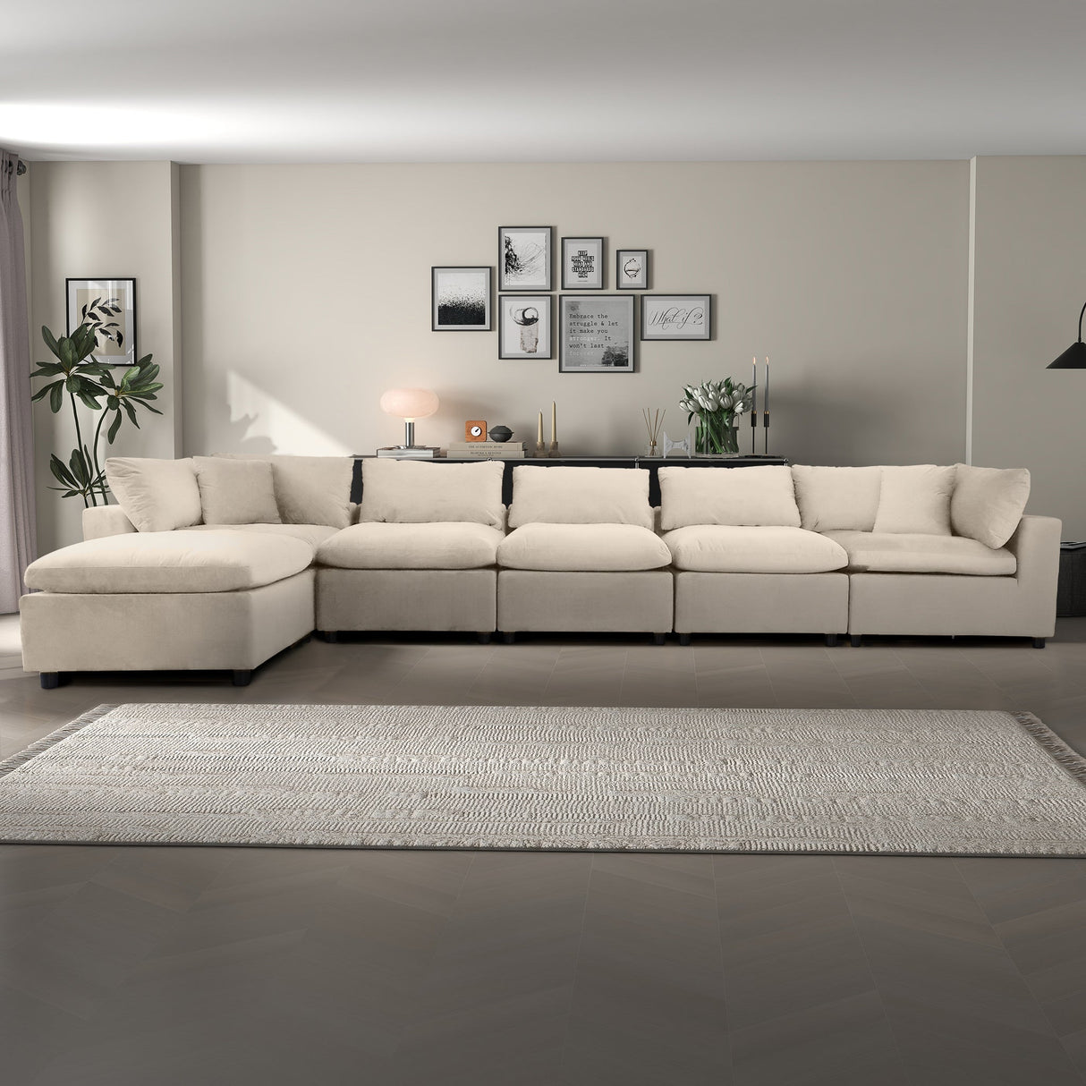 Hayward Ivory Velvet Modular Sectional Sofa from Ashcroft Furniture - Luna Furniture