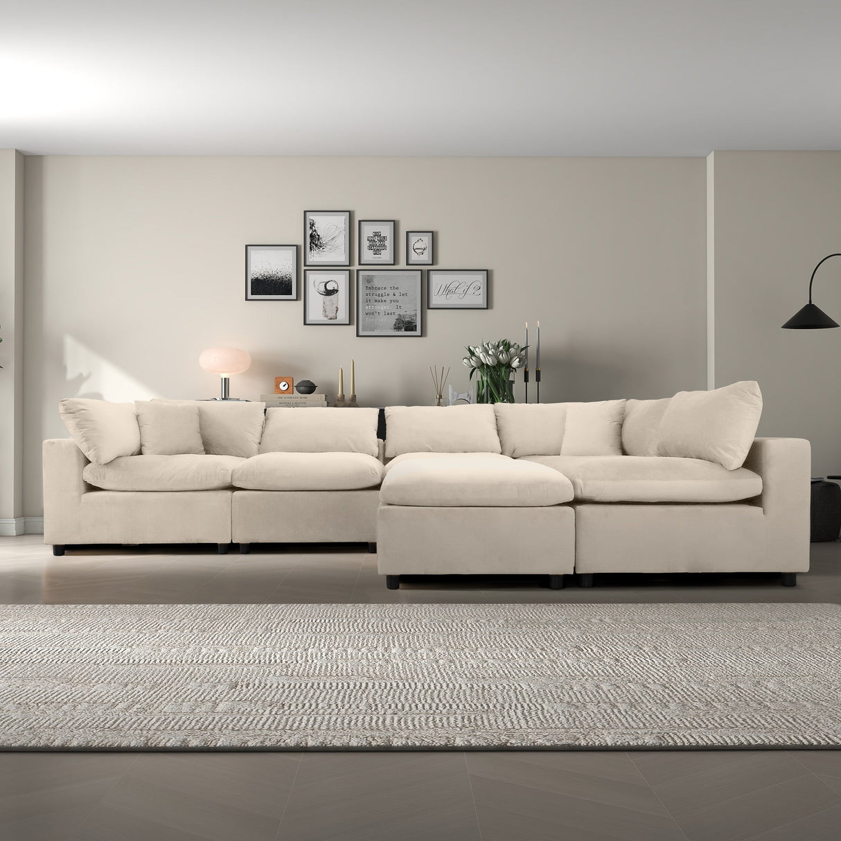 Hayward Ivory Velvet Modular Sectional Sofa from Ashcroft Furniture - Luna Furniture