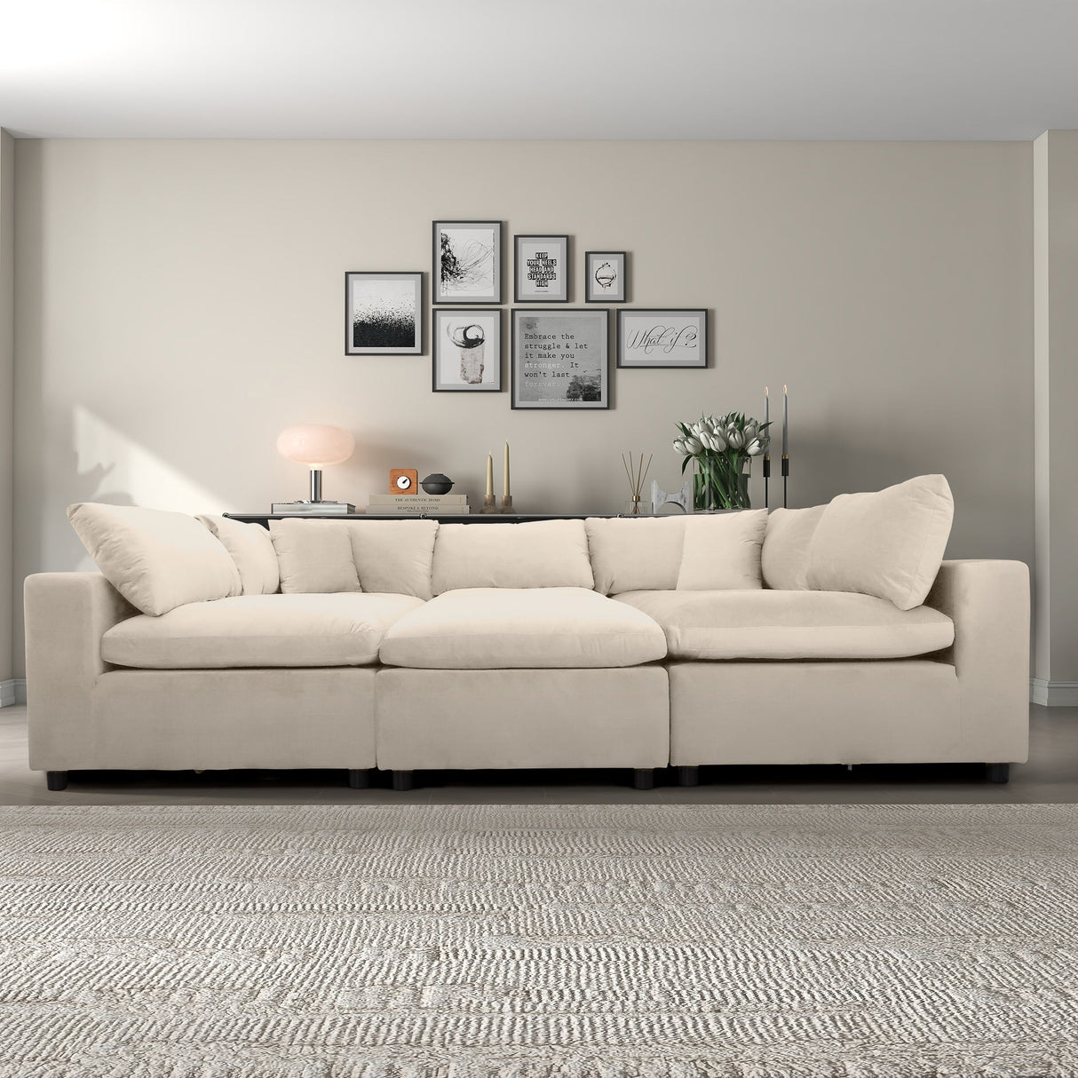Hayward Ivory Velvet Modular Sectional Sofa from Ashcroft Furniture - Luna Furniture
