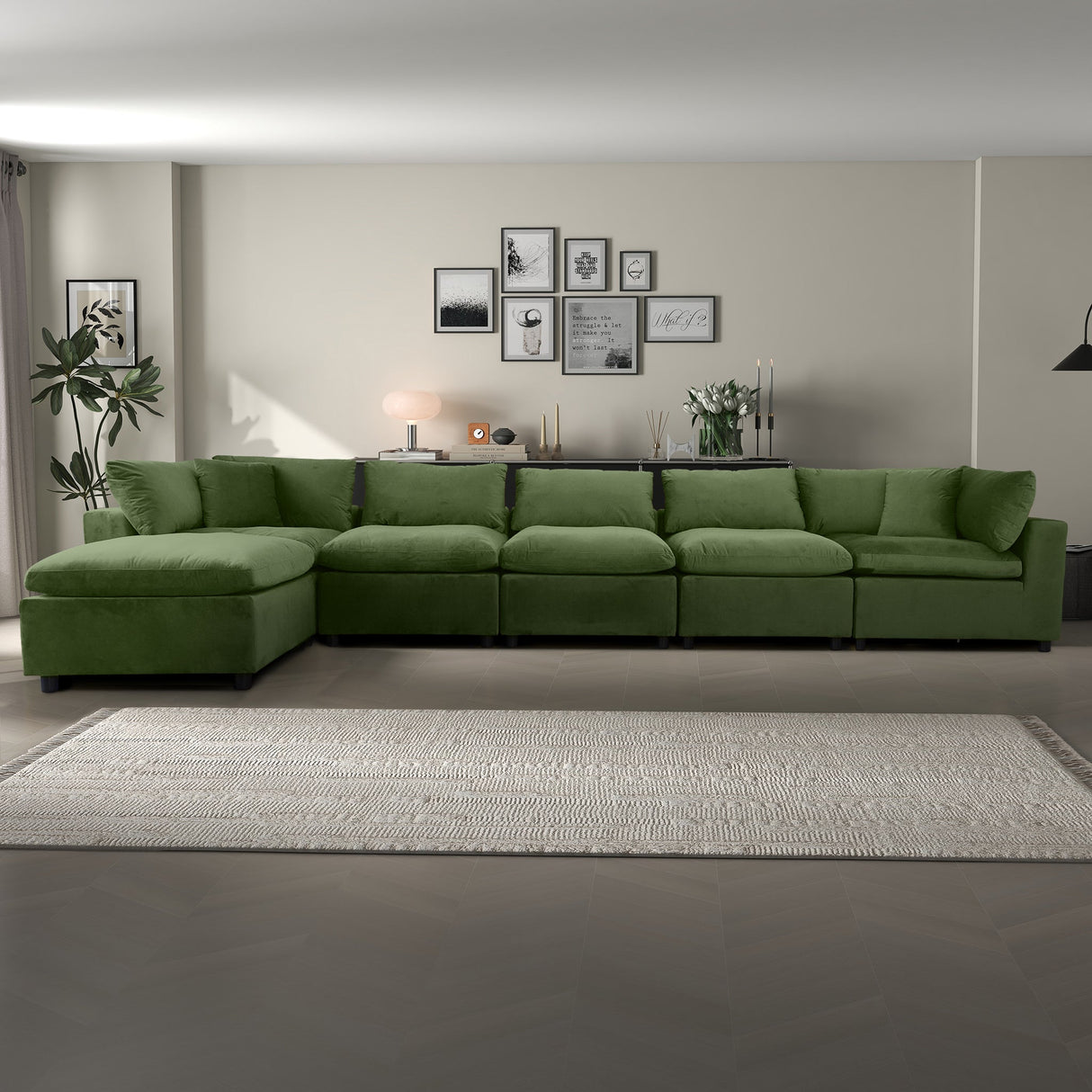 Hayward Olive Green Velvet Modular Sectional Sofa from Ashcroft Furniture - Luna Furniture