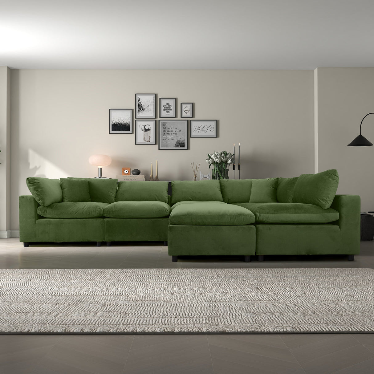 Hayward Olive Green Velvet Modular Sectional Sofa from Ashcroft Furniture - Luna Furniture