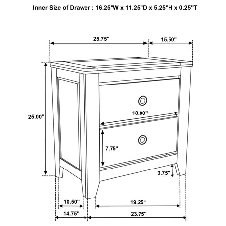Hazlewood Vineyard Oak 2-Drawer Nightstand from Coaster - Luna Furniture