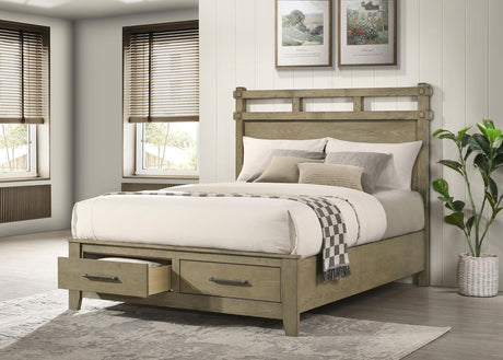 Hazlewood Vineyard Oak 59-inch Queen Panel Storage Bed from Coaster - Luna Furniture