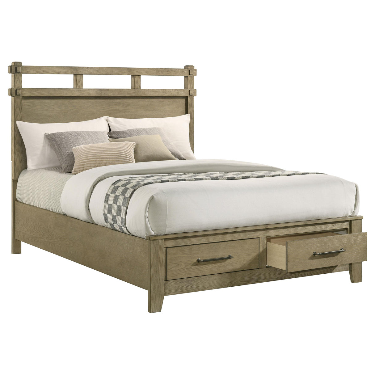 Hazlewood Vineyard Oak 59-inch Queen Panel Storage Bed from Coaster - Luna Furniture