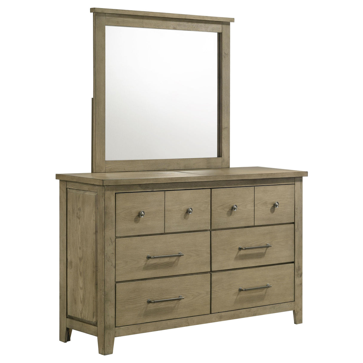 Hazlewood Vineyard Oak 6-Drawer Bedroom Dresser with Mirror from Coaster - Luna Furniture