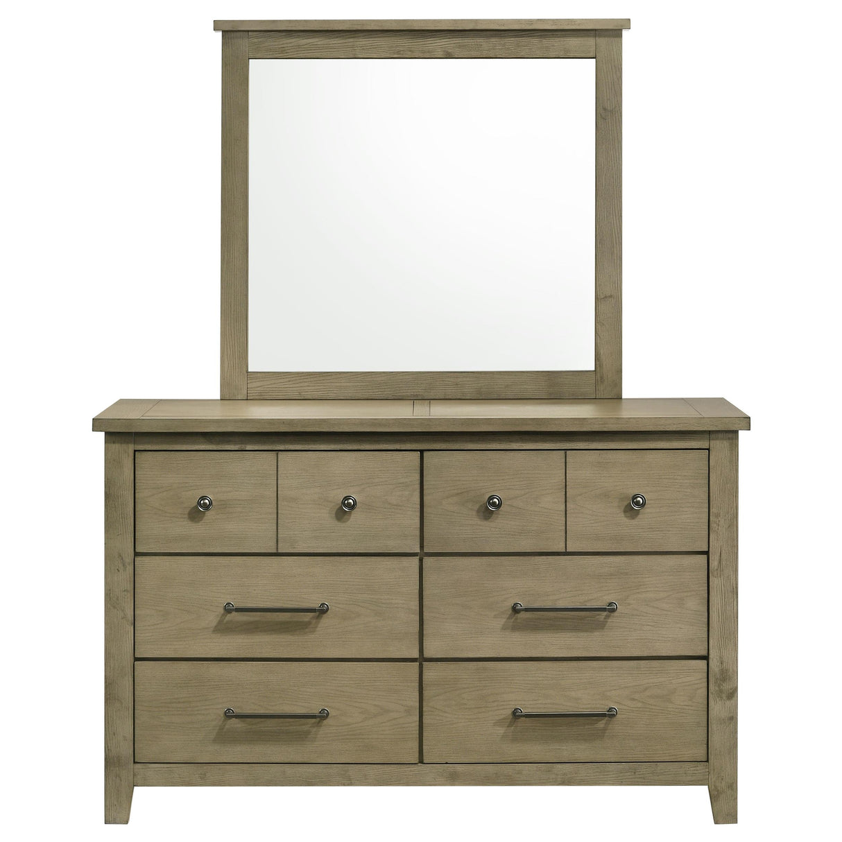 Hazlewood Vineyard Oak 6-Drawer Bedroom Dresser with Mirror from Coaster - Luna Furniture