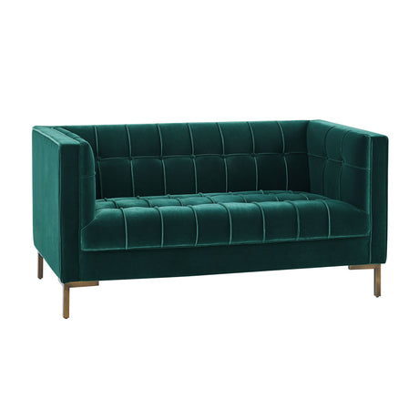 Isaac Channel Stitched Green Velvet Loveseat from Steve Silver - Luna Furniture