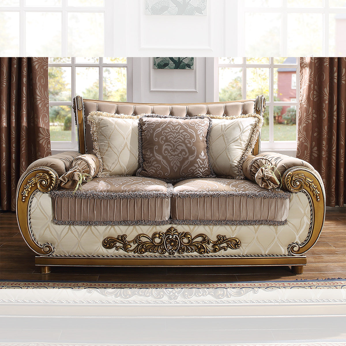 HD-25 Perfect Brown/Beige Loveseat from Homey Design - Luna Furniture