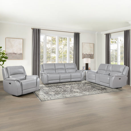 Alexandria Stone 3-Piece Top-Grain Leather Power Reclining Living Room Set from Steve Silver - Luna Furniture
