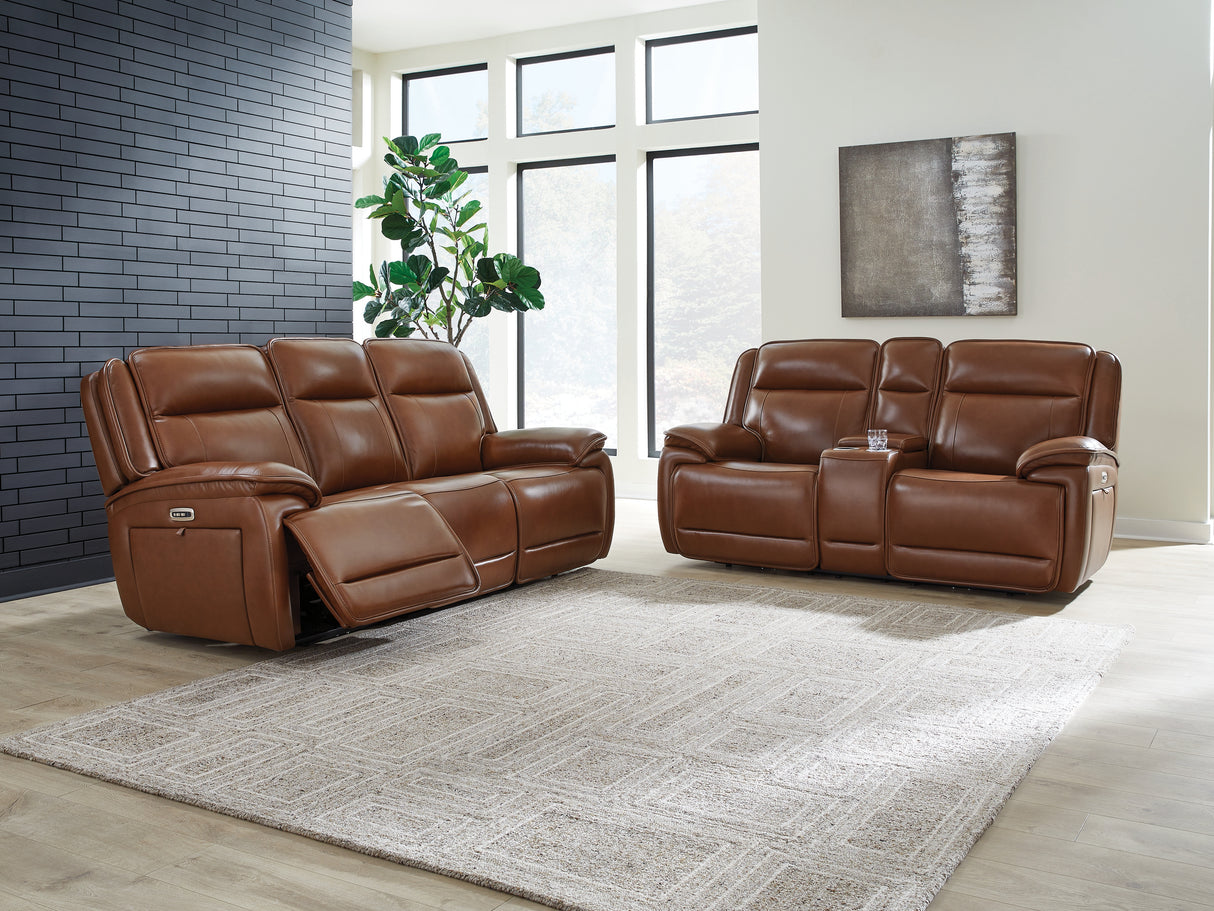 Healy Pier Chocolate Power Reclining Sofa and Loveseat from Ashley - Luna Furniture