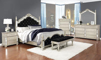 Heidi Metallic Platinum Upholstered Poster Bedroom Set