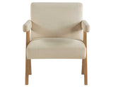 Helen Cream Fabric with Light Chestnut Wood Finish Accent Chair from Steve Silver - Luna Furniture