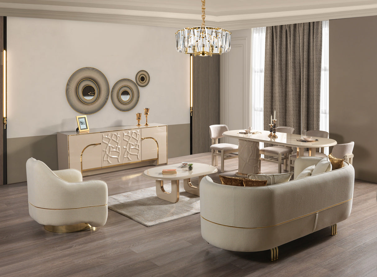 Helena Ivory 7-Piece Dining Set from Nova Furniture - Luna Furniture