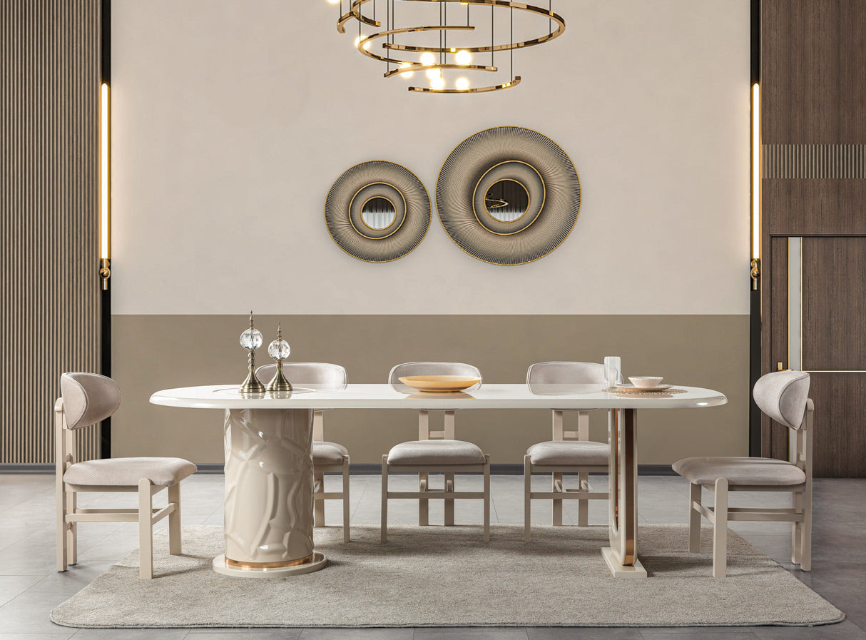 Helena Ivory 9-Piece Dining Set from Nova Furniture - Luna Furniture