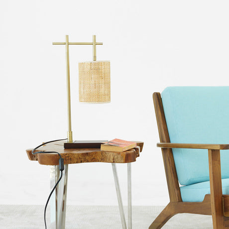 Moonstone Bamboo Lampshade Table Lamp - Dark Brown - Bronze from Ashcroft Furniture - Luna Furniture