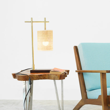 Moonstone Bamboo Lampshade Table Lamp - Dark Brown - Bronze from Ashcroft Furniture - Luna Furniture