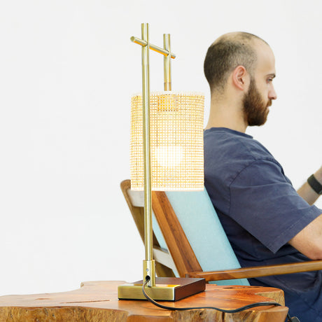 Moonstone Bamboo Lampshade Table Lamp - Dark Brown - Bronze from Ashcroft Furniture - Luna Furniture