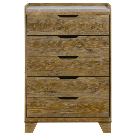 Henderson Medium Oak 5-Drawer Bedroom Chest from Coaster - Luna Furniture
