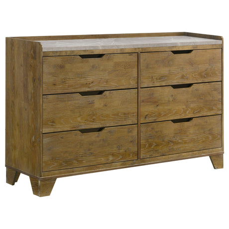 Henderson Medium Oak 6-Drawer Bedroom Dresser Cabinet from Coaster - Luna Furniture