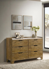 Henderson Medium Oak 6-Drawer Bedroom Dresser Cabinet from Coaster - Luna Furniture