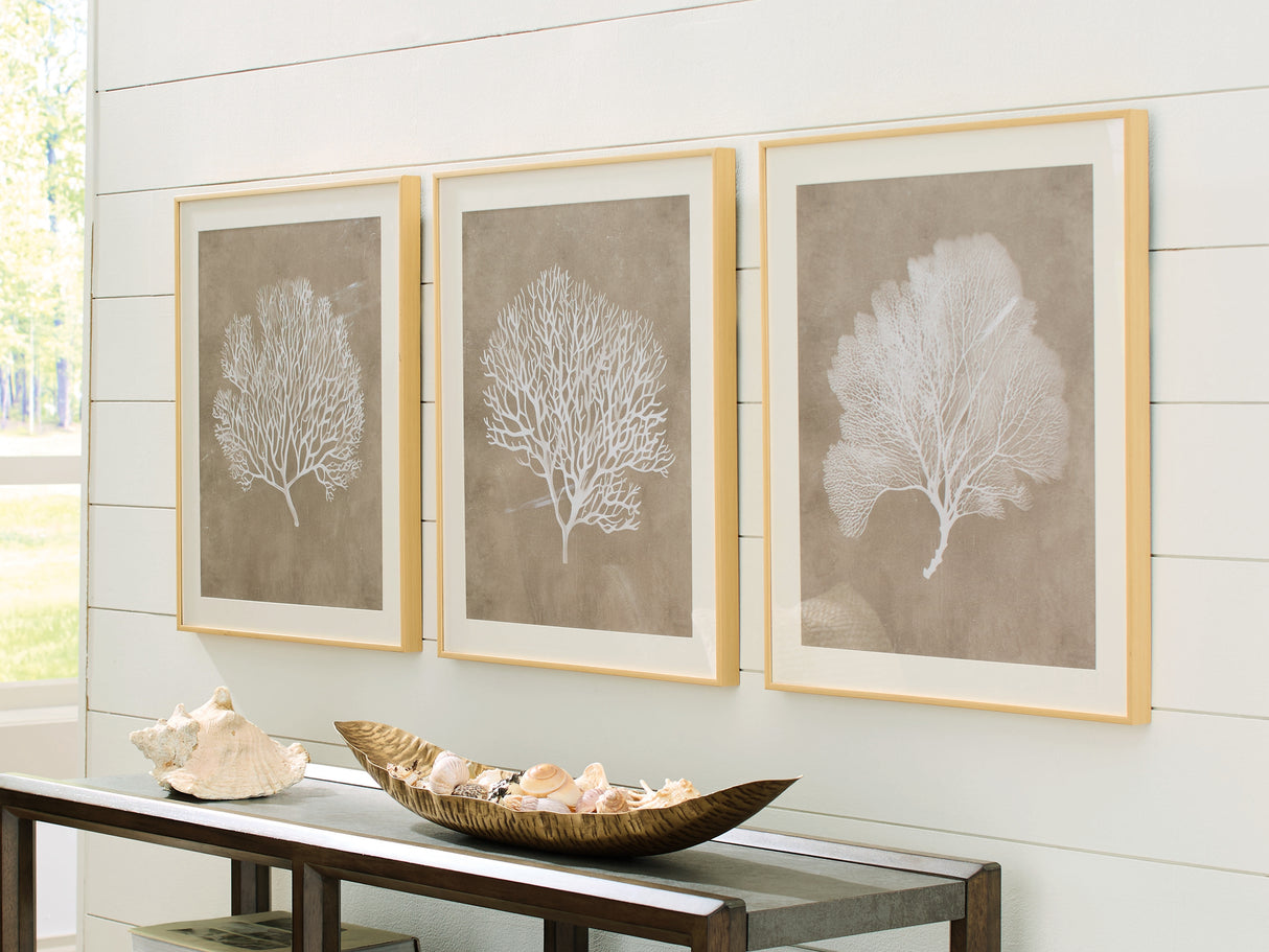 Hendridge Taupe/White Wall Art (Set of 3) from Ashley - Luna Furniture