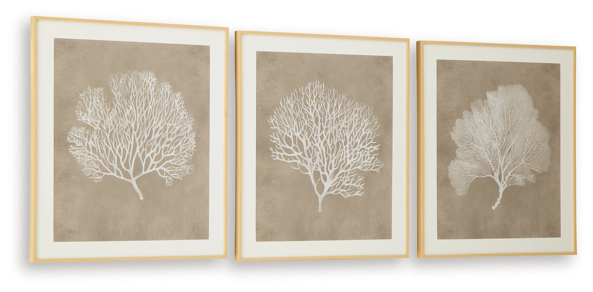 Hendridge Taupe/White Wall Art (Set of 3) from Ashley - Luna Furniture