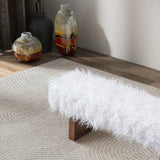 Henley White Khaki Fur Bench from Midinmod - Luna Furniture