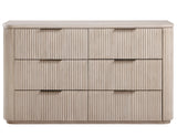 Henry 65″ 6-Drawer Reeded Dresser and Mirror, Tan Finish from Steve Silver - Luna Furniture