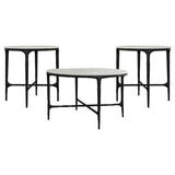 Hermas White and Black 3-Piece Round Marble Coffee and End Table Set from Coaster - Luna Furniture