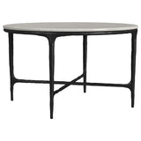 Hermas White Round Genuine Marble Top Metal Coffee Table from Coaster - Luna Furniture