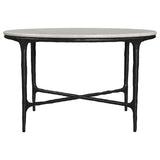 Hermas White Round Genuine Marble Top Metal Coffee Table from Coaster - Luna Furniture