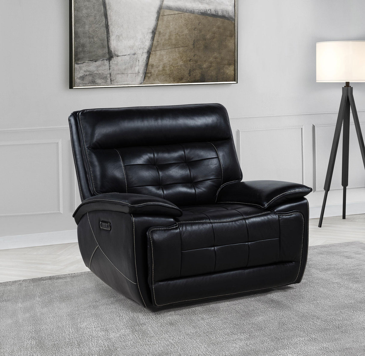 Hewitt Black Leather Upholstered Dual Power Recliner Chair from Coaster - Luna Furniture