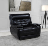 Hewitt Black Leather Upholstered Dual Power Recliner Chair from Coaster - Luna Furniture