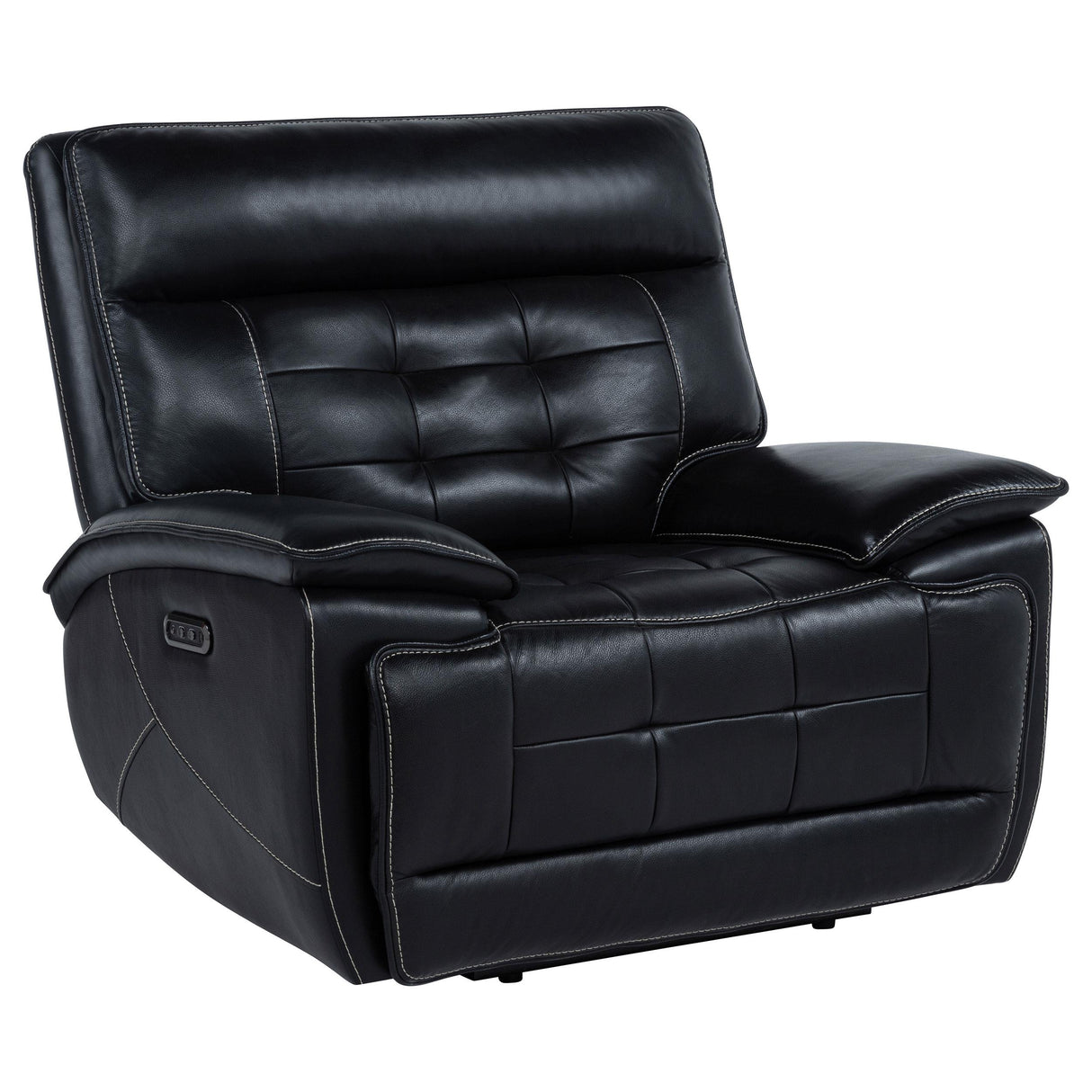 Hewitt Black Leather Upholstered Dual Power Recliner Chair from Coaster - Luna Furniture