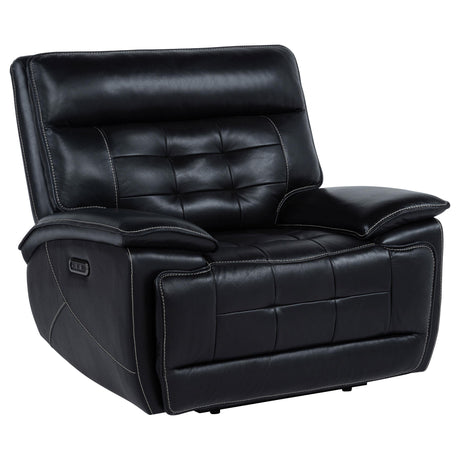Hewitt Black Leather Upholstered Dual Power Recliner Chair from Coaster - Luna Furniture
