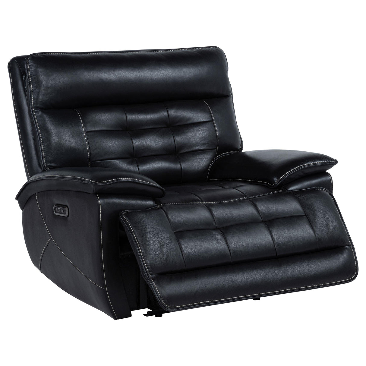 Hewitt Black Leather Upholstered Dual Power Recliner Chair from Coaster - Luna Furniture