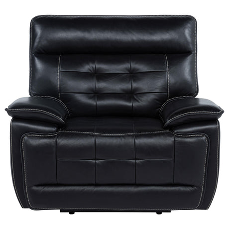 Hewitt Black Leather Upholstered Dual Power Recliner Chair from Coaster - Luna Furniture