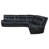 Hewitt Black Leather Upholstered Power Reclining Sectional from Coaster - Luna Furniture